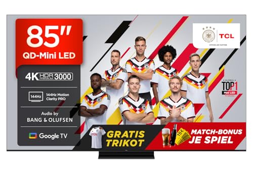 TCL 85C7K 85 Zoll QD-Mini LED Fernseher, 4K HDR Premium 3000, Smart Google TV mit 144Hz Motion Clarity Pro (Dolby Vision IQ & Atmos, CrystGlow HVA Panel)