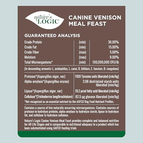 Image of NATURE'S LOGIC Dry Dog Food - Venison Meal Feast Dry Kibble, 13 lb