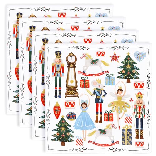 Set de 4 Servilletas de Tela Nutcracker Navidad 18x18 in miniatura 1