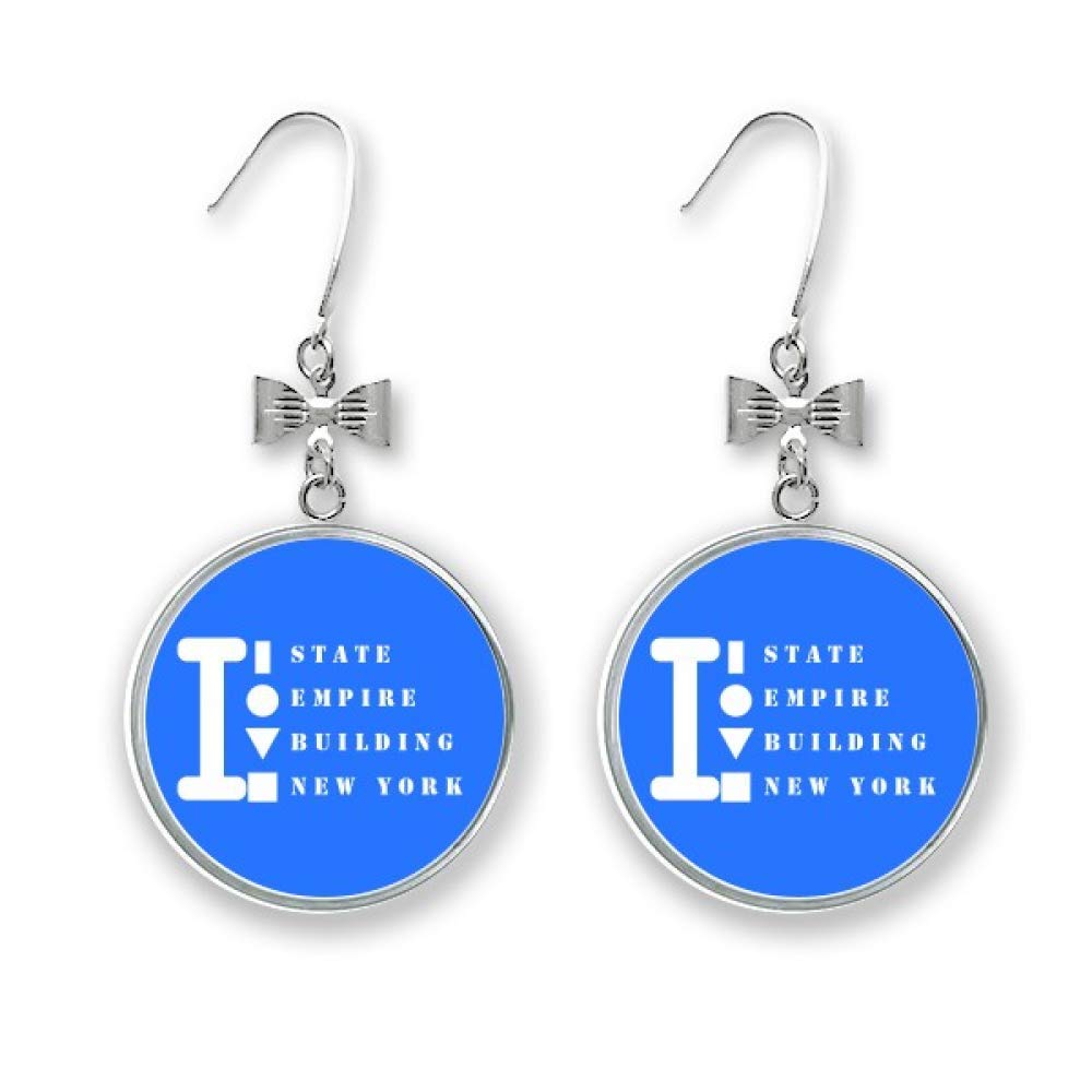 Empire State Building New York Bow Earrings Drop Stud Pierced Hook