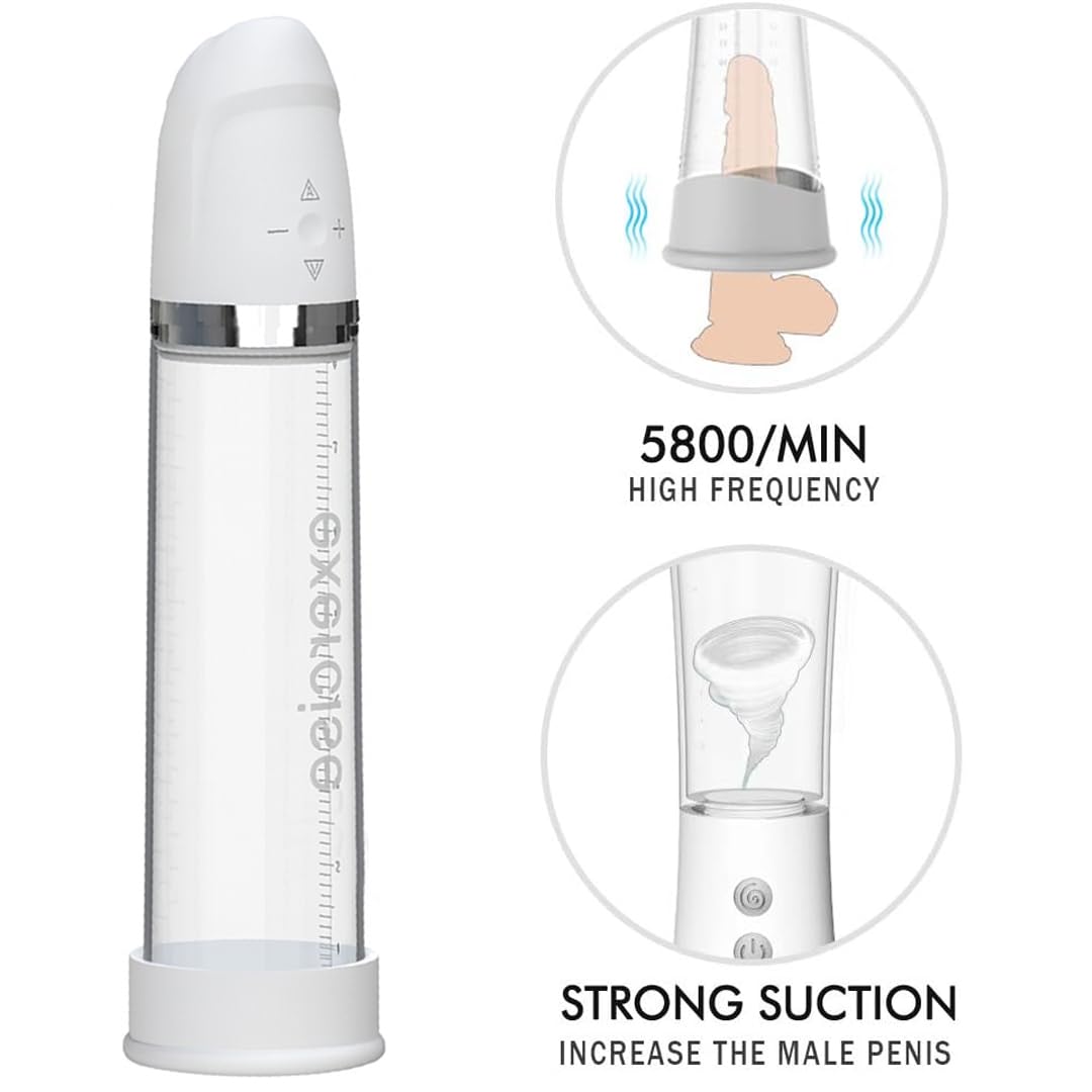 Sh! - Pompa per ingrandire il pene da uomo, 9 modalità di vibrazione, potenza multi-aspirazione, ricarica USB magnetica, pompa per ingrandire l'erezione, strumento di potenziamento maschile per una