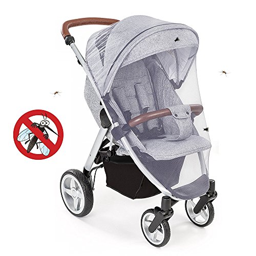 Moustiquaire pour Poussette, solawill Universelle poussette Moustiquaire Mailles Fines Élastiques Protection anti-insectes Bébé Moustiquaire pour Landau, Auto-siège, Berceau Solide et Lavable - Blanc