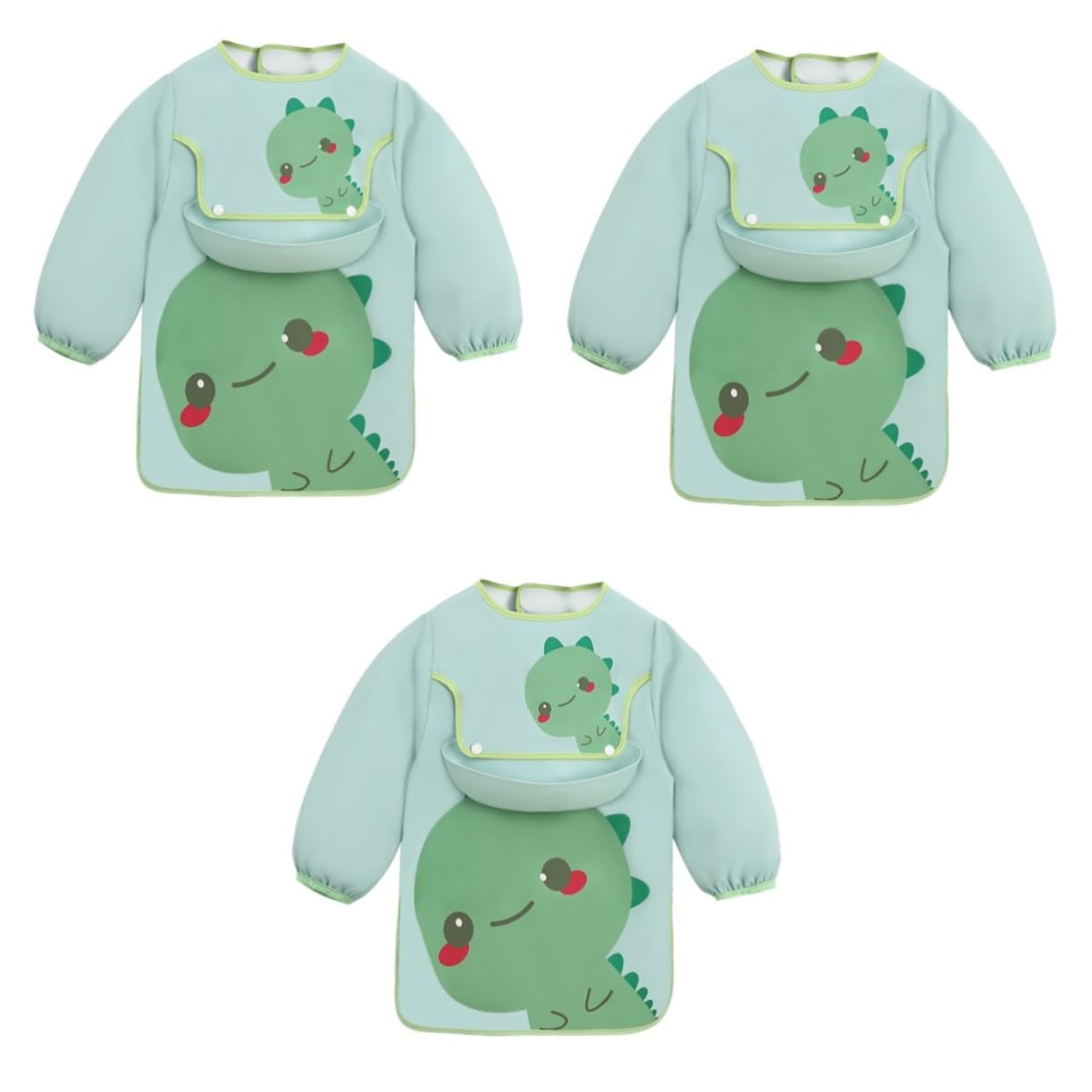 Abaodam 3 Pz Bavaglino Bavaglini Per Neonati Bavaglini Per i Più Piccoli Prodotti Per Bambini Bambino Che Mangia Il Camice Grembiuli Per Bambini Dei Cartoni Animati Poliestere Green