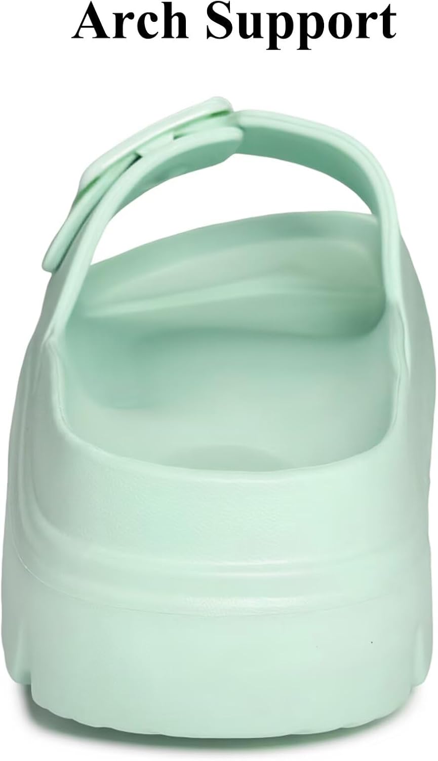 Haifago Womens Platform Sandals with Arch Support, Summer Beach Slides with Adjustable Buckle, Comfort Lightweight Chunky Cushion Slip on Sandal - Image 4