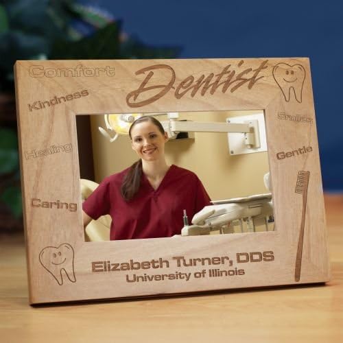 GiftsForYouNow Personalized Dentist Wood Picture Frame, Holds a 4x6 photo, Easel Back