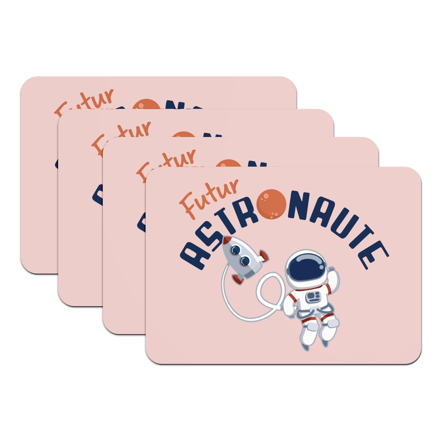 Sets de table ciel astronaute rose lot de 4 pour cadeau enfant