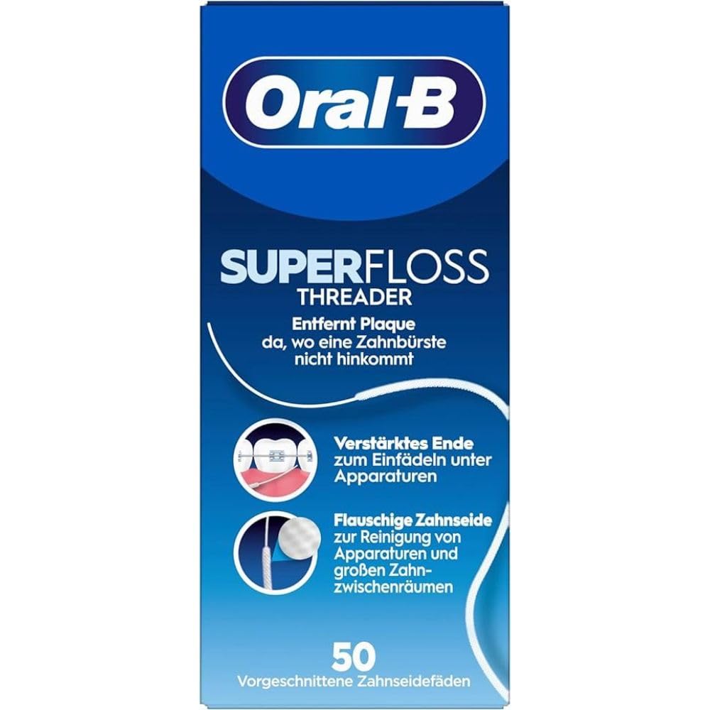 4 x Superfloss con hilo dental de menta, 50 hilos.