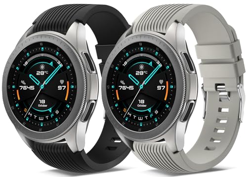 Gulemfy 22mm Correas Compatibles con Samsung Galaxy Watch 46mm/Galaxy Watch 3 45mm/Huawei GT 2 46mm/Samsung Gear S3 Frontier, Correa Deportiva de Silicona Suave para Hombre Mujer (Negro/Gris)