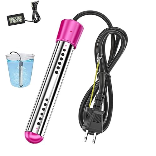 投げ込みヒーター 携帯浸漬湯沸かし器 水中用 風呂 湯沸かし 温度70°自動電源オフ 110V 1500W 液浸電気給湯器 温度計付属 スイミングプール、バスタブ、フットバス、温水に適しています (D)