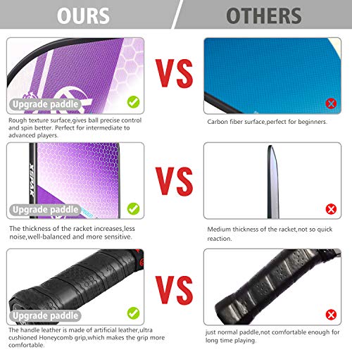 Image of 12K Carbon Fiber Pickleball Paddles, USAPA Polypropylene Honeycomb Paddle with Cushion Comfort Grip, SPIN2.0 World Champion Surface Technology Options Pickleball Racket