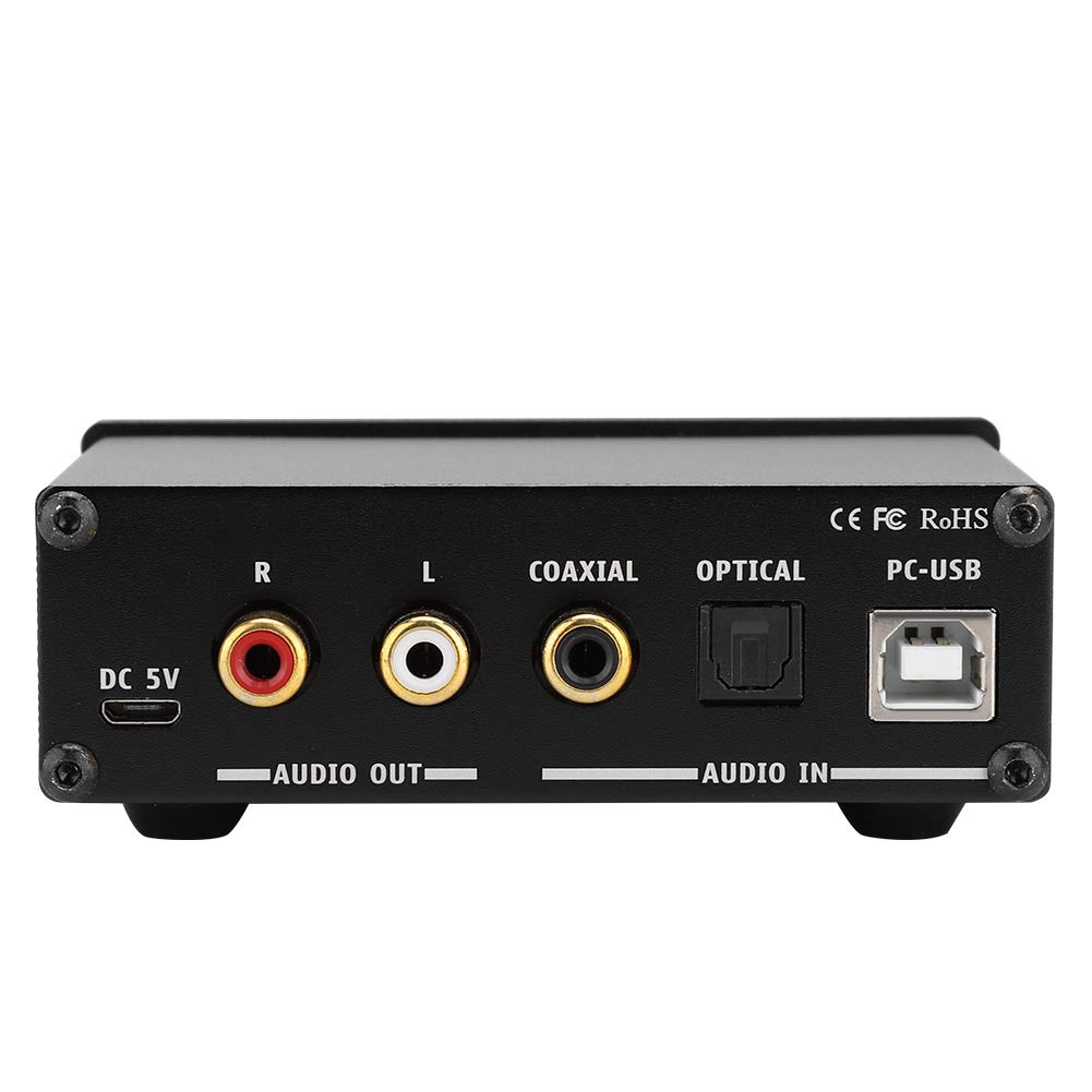 ASHATA Amplificateur de Casque Stéréo Portable, Décodeur Audio de Décodage DAC avec Amplificateur de Casque pour Casque 3,5 MM(Le Noir)