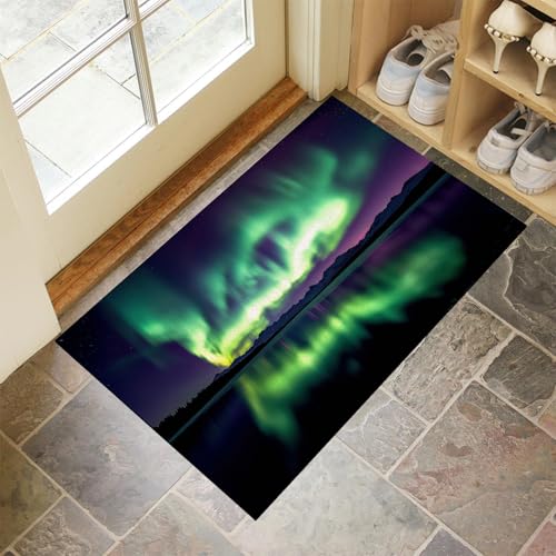 Tapis entrée antidérapant résistant lavable motif aurores