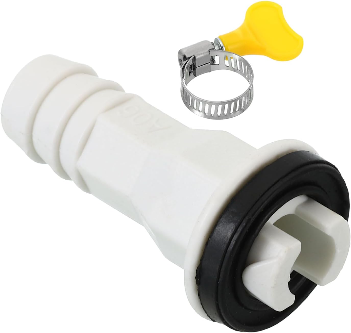 PATIKIL 15mm Air Conditioner Drain Hose Connector, 1 Pcs Universal Drain Connector with Clamp Hoop for Mini-Split Window AC Unit Faucet, White Style 6