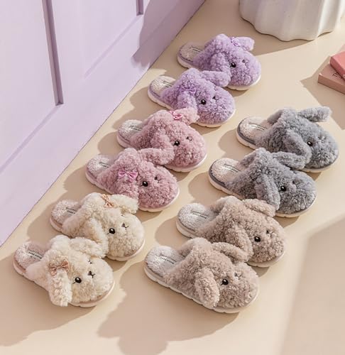 Thick Bottom Fluffy, Women's Winter, Autumn Couple Slippers - Cute indoor animal slippers with PVC sole and plush upper. Keep your feet warm and cozy!2