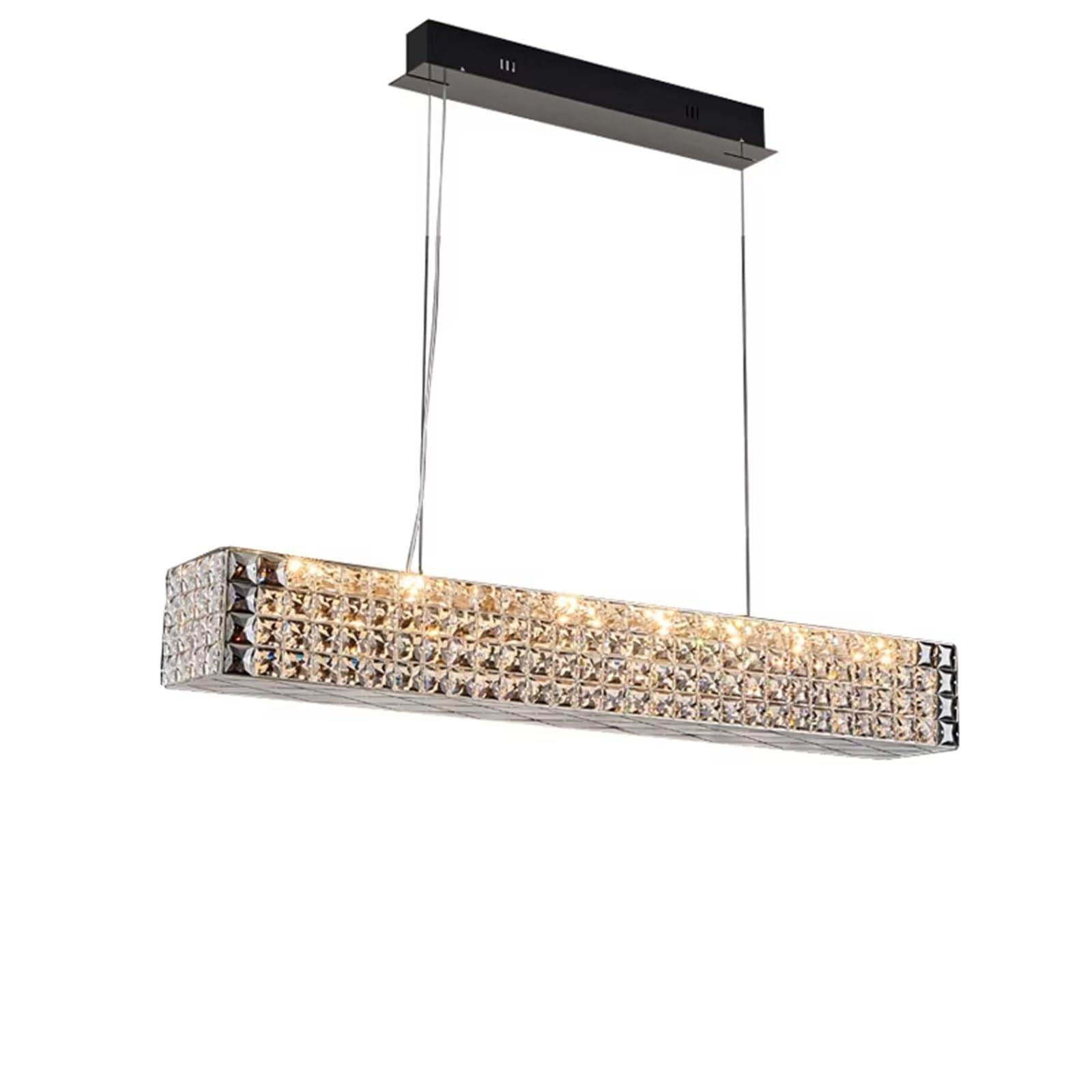ASerZenith Long Dining Room Lighting Led Decorative Ceiling Crystal Chandelier Above Dining Table Fixture,Dimmable-L120Cm