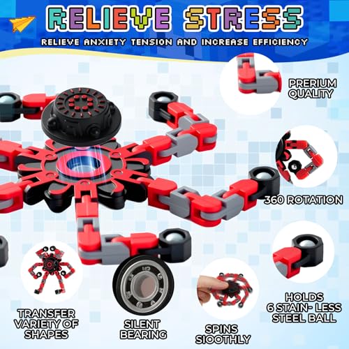 Image of 24PCS Transformable Fidget Spinners,Bulk Sensory Fidget Stress Relief Toys for Kids Boys Girls Age 8-13 Fingertip Gyros Party Favors Birthday Gifts for Teens Travel Toys