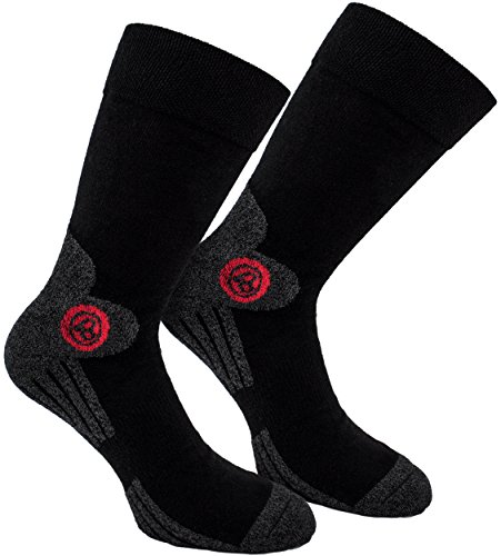 BRUBAKER Lot de 4 Paires de Chaussettes Trek-Power - Noir Gris avec Logo Rouge - EU 43-46