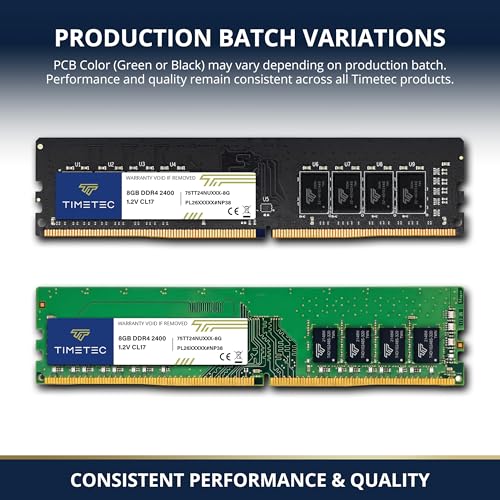 Image of Timetec 8GB DDR4 2400MHz (PC4-2400T) PC4-19200 UDIMM Desktop RAM - 288-Pin 1.2V CL17 Non-ECC Unbuffered DIMM Memory Module Upgrade
