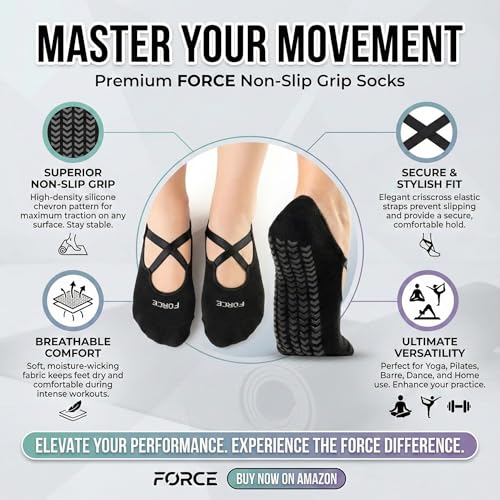 Image of Pilates Socks for Women, Non-Slip Grip Yoga Socks with Grips for Barre, Studio & Home Workouts