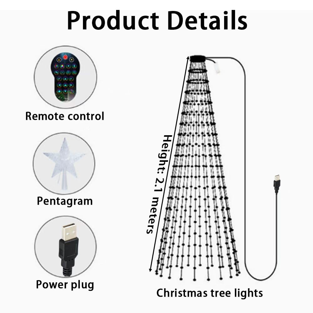 Guirlande lumineuse pour sapin de Noël - 400 LED - Étanche IP65 - Éclairage de Noël - Contrôle par application - Port USB - Éclairage de Noël