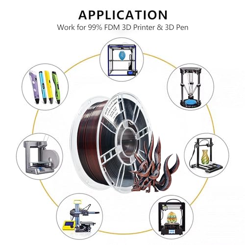 Image of iBOSS Silk Tri-Color PLA Plus 3D Printer Filament, 1.75mm 1 kg Spool, Shiny Silk PLA+ Filament Dimensional Accuracy + /- 0.02 mm, Fit Most FDM 3D Printers (Silk Black Red Copper)