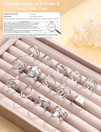 LOLIAS 16 Stück Ringe Silber Damen Edelstahl Ring Verstellbar Offene Daumen Knöchel Ringe Silber 925 für Frauen Minimalistischer Rings Set Silberringe Fingerringe Damenring Ring Schmuck Damen