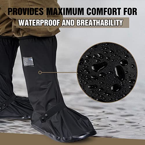 Wild Gear：LYN Waterproof Non-Slip Rain Boot Shoe Covers/Overshoes with Reflector&Zipper - Black, Reusable Foldable Insulation for Hunting Cycling Snow&Rainy Days4
