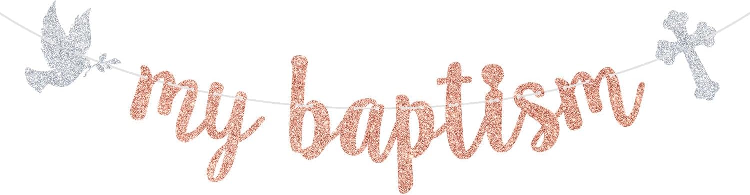 Silver Glitter Baptism Cake Topper - First Holy Communion, Mi Bautizo Religious Celebration Decor