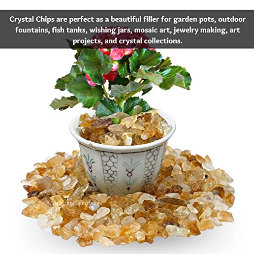 Image of Amazing Gemstone Citrine Crystal Chips Aquarium Gravel Rocks - 1000+ Carat Citrine Chips Bulk Fish Tank Gravel, Small Tumbled Stone Chips and Tiny Crystals for Decoration (Natural AAA Grade Gemstones)