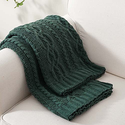 Battilo Dark Green Christmas Throw Blanket For Couch, Woven Chenille Knit Throw Blanket 51" X 67" Super Soft Decorative Textured Blanket For Bed, Sofa And Living Room #TOP4