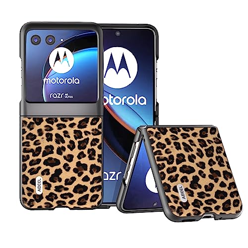 COQUE For Motorola Razr 40 Ultra phone case, folding flip leopard print phone case Motorola Razr 40 Ultra(Yellow)