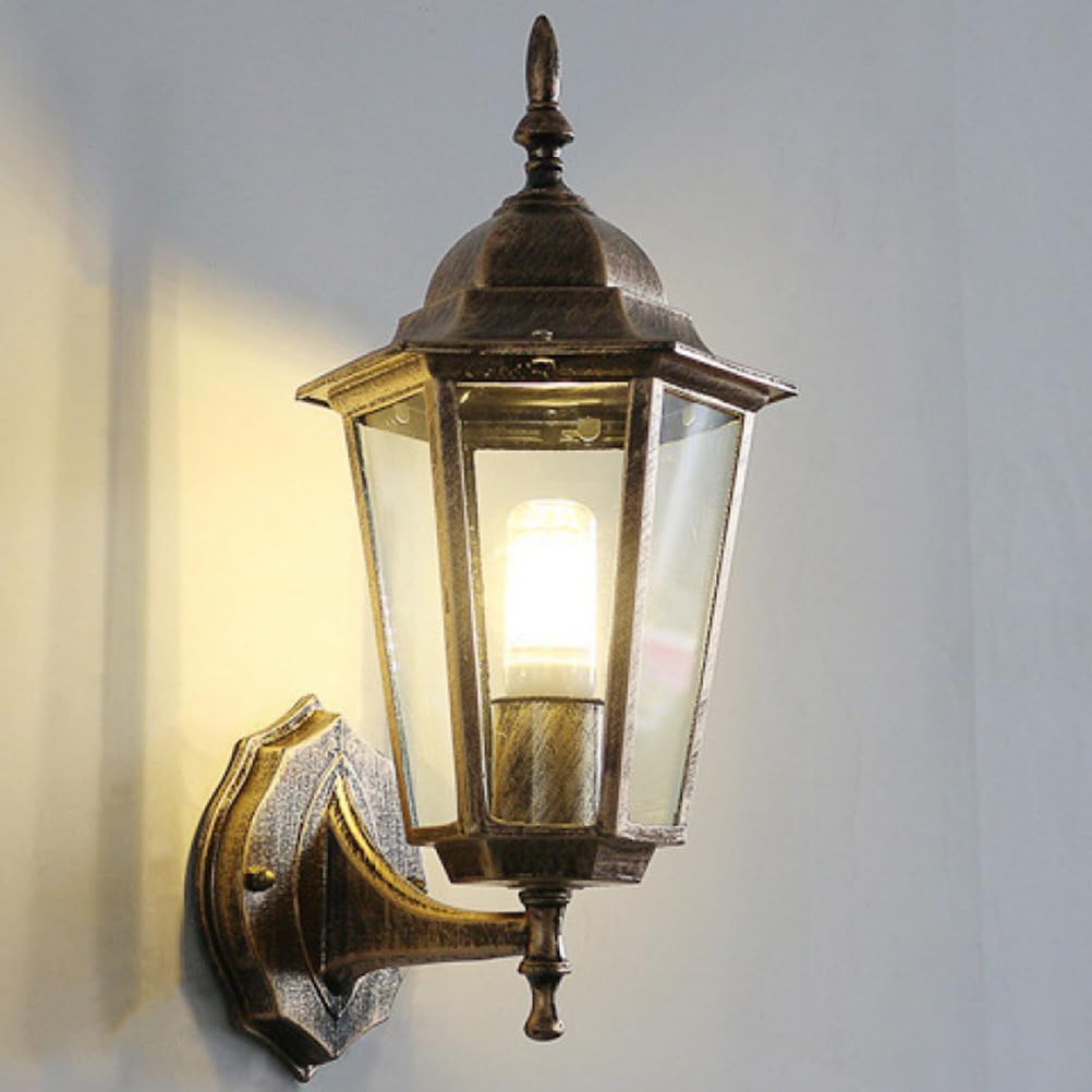 Lampa ogrodowa ścienna E27, lampa zewnętrzna aluminiowa IP65 wodoodporna, lampa ścienna w stylu vintage, nierdzewna, oświetlenie zewnętrzne, ściana domu ze szklanym kloszem do dekoracji willi, lampa