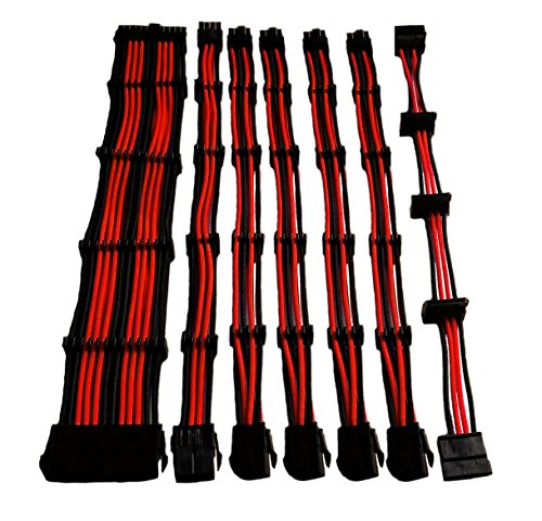 SET 7 PROLUNGHE DA 30 CM NYLON ROSSO/NERO: 24Pin