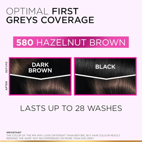 Image of L'Oreal Paris Casting Creme Gloss Hair Color With Glycolic Gloss Complex | Ultra Visible Shade 580 - Hazelnut Brown | 60ml + 40ml + 60g