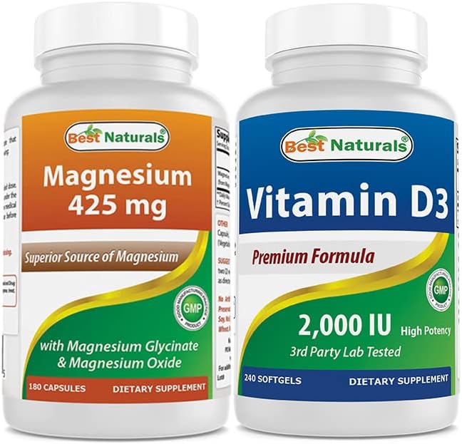 Glicinato de magnesio 425 mg y vitamina D3 2000 UI
