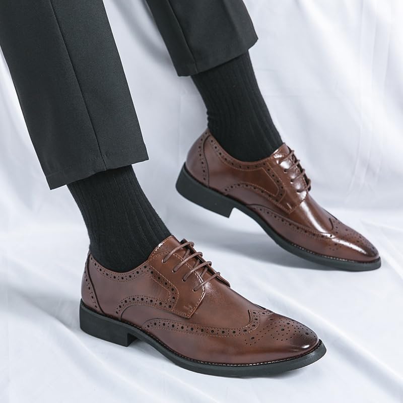 Fashion Men Carved Leather Shoes, Genuine Leather Dress Shoes, Business Lace-up Monk Shoes, Mens Waterproof Dress Shoes, Male Driving Oxford Shoes2