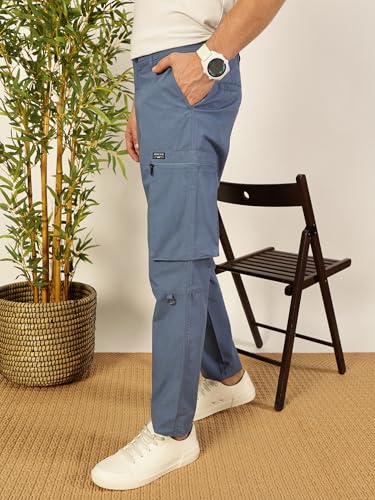 Image of Thomas Scott Men's | Solid | Light Weight | Breathable Fabric | 2 Zipper Pockets | Mid Rise | Regular Fit | Cotton Blend | Button Waist | Chino Trouser | Pants