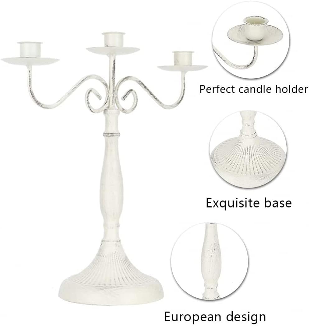 qiuqiu 1/3 /5Arms Candle Holder, Metal Candelabra,Candlelight Dinner Candle Holder Romantic Table Decoration for Decor Wedding Events Candelabra Candle Stand-B||3 arm