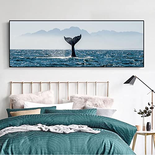 Toile paysage marin queue de baleine grand format 70x210 - 5