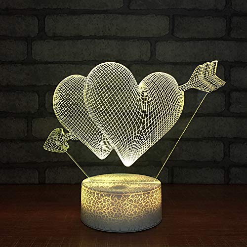 Preisvergleich Produktbild 3D Lampe Nachttischlampe Pfeil durchbohrte Liebe Nachtlicht Fürs Kinderzimmer, Led Lampe Fürs Wohnzimmer Perfekte Geschenke Für Kinder