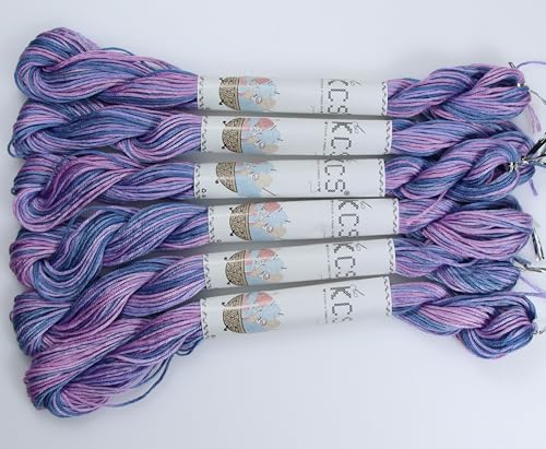 Image of KCS Big skeins of 25 Meters Size 25 Color Variegated Cross Stitch Stranded Threads,6 skeins,4215