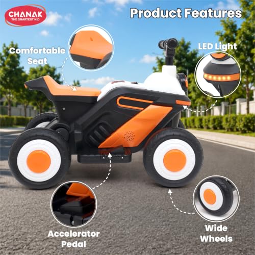 Image of Chanak Giggly Wheels Electric Kids Bike, 4 Wheel Ride On ATV for Boys & Girls, Quad Bike with Music, LED Lights, Forward Reverse Function & Rechargeable Battery Electric Bike for Kids 3+