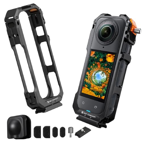 K&F Concept insta360 X5用マウント フレーム ブラケット 保護ケース マルチ機能ケージ 拡張可能 簡単取り付け CNC加工 全面保護 防風スポンジ付属 アルミ合金製 三脚/自撮り棒/ライト対応