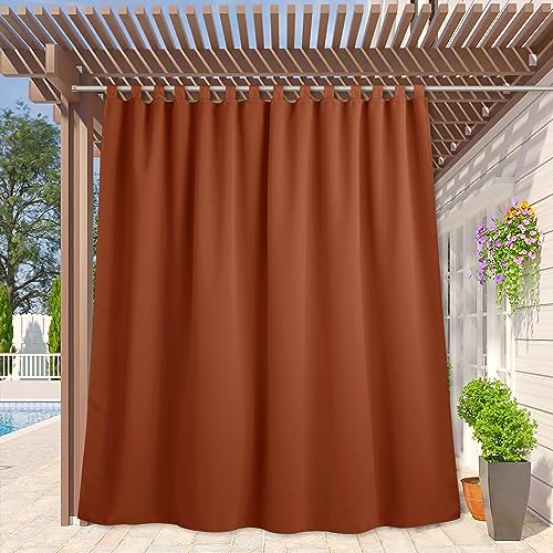 RYB HOME Extra Wide Outdoor Curtains - Waterproof Privacy Panel, Mecca Red, 1 Panel