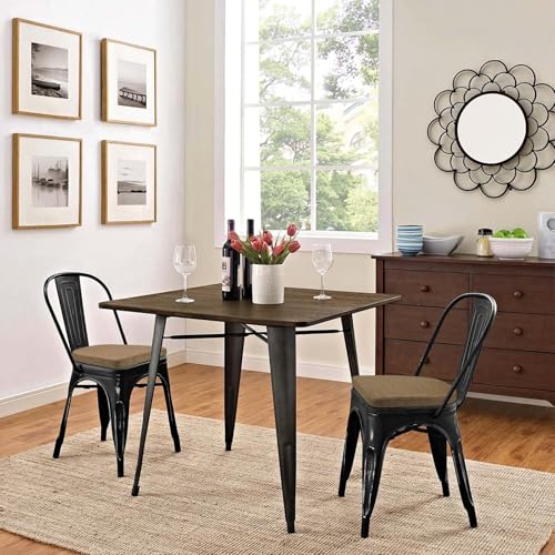 Image of BUYUE Friendly Woven Fabric 14x14 Magnetic Cushions for Metal Chair Set of 4, Enhanced Anti-Slip Seat Pads for Dining Kitchen Cafe Stackable Chairs (U-Shape, Brown, 4 Counts)