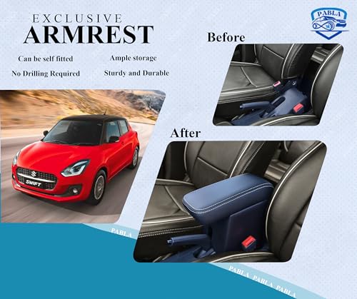 Image of Pabla Enterprises 2.0 High-End Car Armrest With Storage For Swift 2011-2023,Eon Old Dzire /Dzire Tour /Celerio /Ritz,SX4 /Ignish /TATA Vista /Manza /Zest /Bolt /Amaze,Mobilio,Brio,BRV(Black)