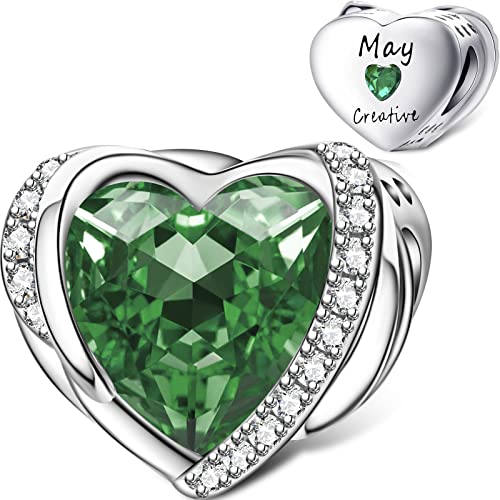 May Birthstone Charms For Pandora Charms Bracelet, Angel Wings 925 Sterling Silver Love Heart Bead Pendant Engraved Creative,Birthday Mother's Day Jewelry Gifts For Women Girls #TOP14