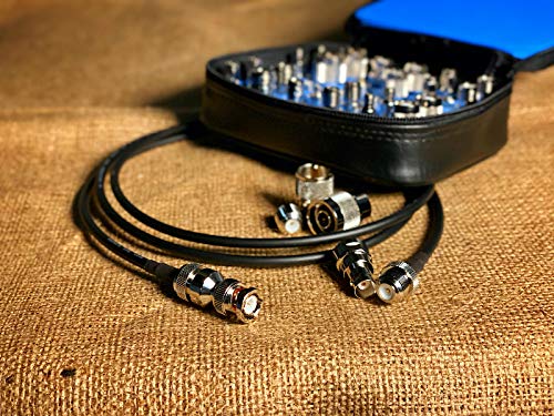 GIZWIZ-RF-Coaxial-Universal-Adapter-Kit-Portable-with-5ft-CFD195-Testing-Cable-N-TNC-SMA-BNC-UHF-Mini-UHF-30pcs