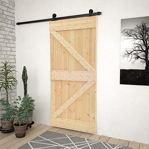 ShGaxin Puerta corredera con herrajes, Puertas Balconeras, Puertas De Interior, Puertas Correderas Baño, Puertas De Granero para Interior, Madera Maciza de Pino 90x210 cm