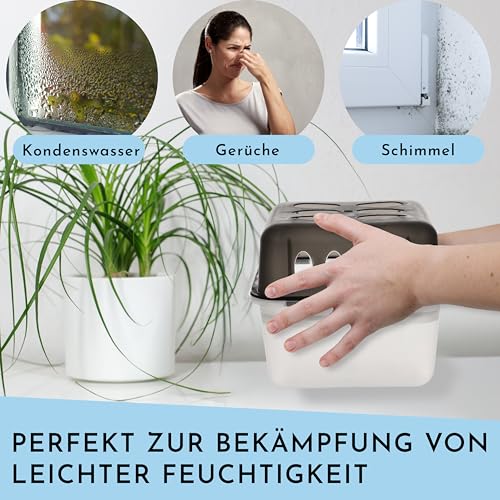 Vaily Luftentfeuchter 4er Set mit 8x 400g Nachfüllbeutel - Raumentfeuchter mit Granulat für Bad, Keller, Wohnung u.v.m bis 40m²